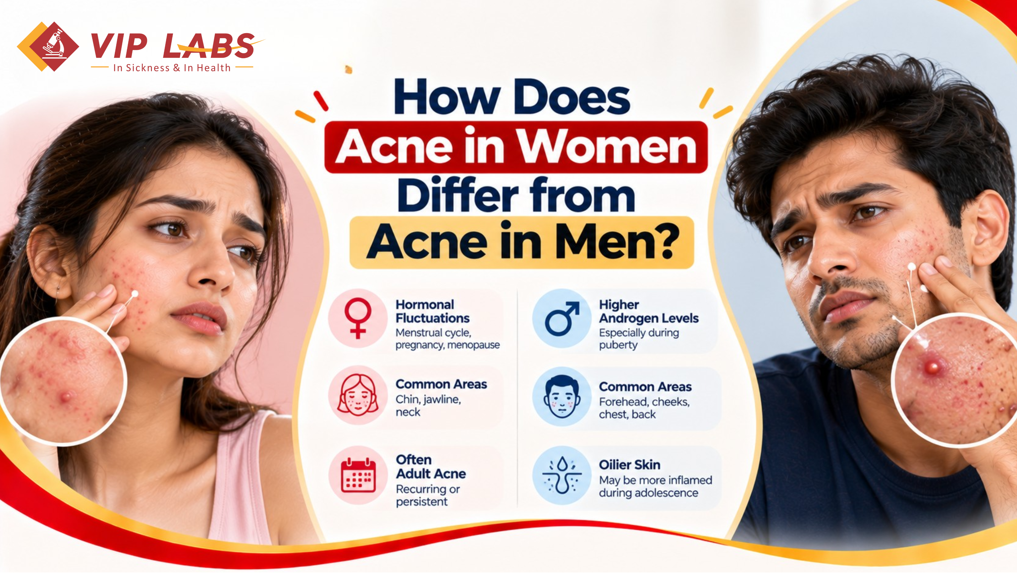 How does acne in women differ to acne in men ? 